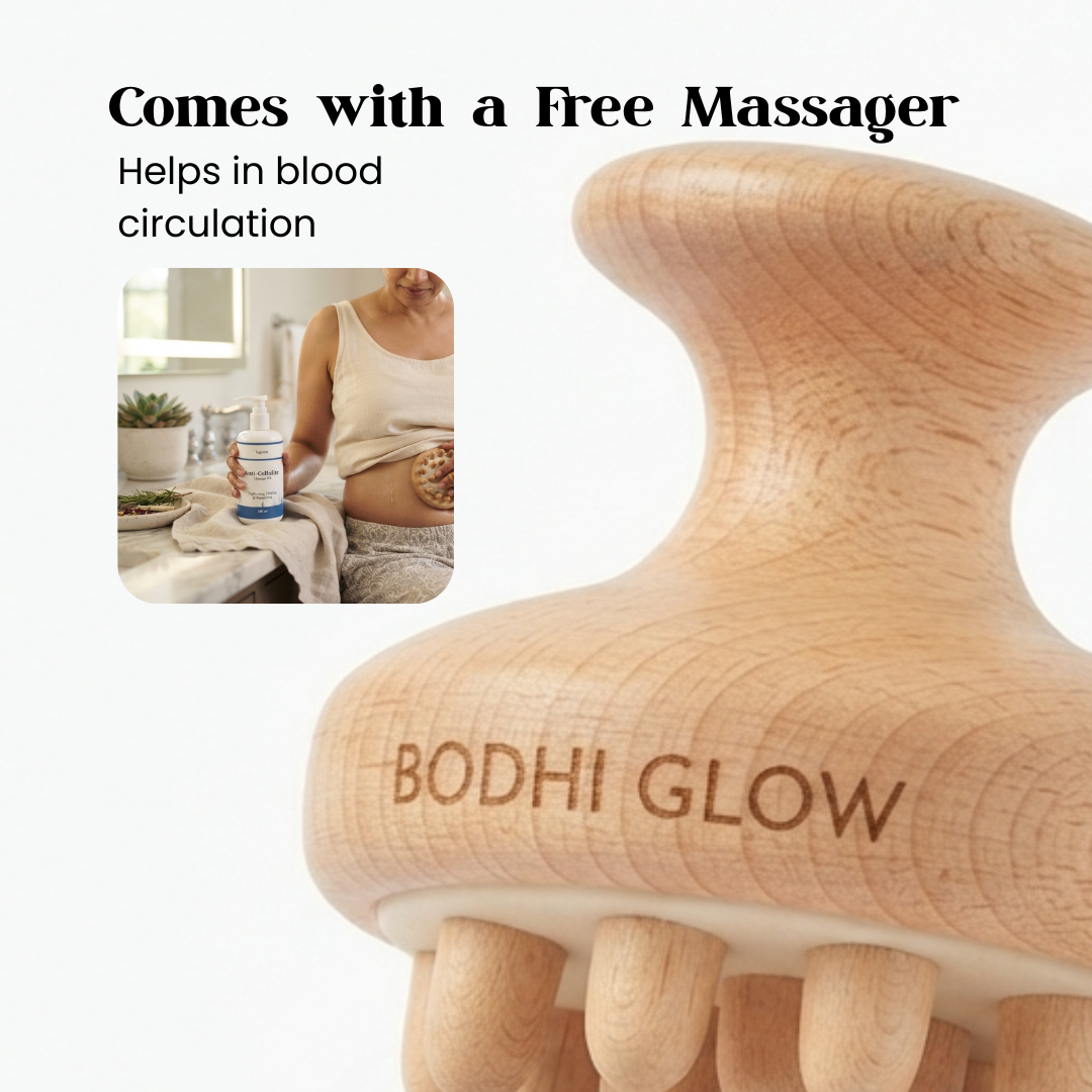 Anti Cellulite Toning Massage Oil with Free Wooden Massager